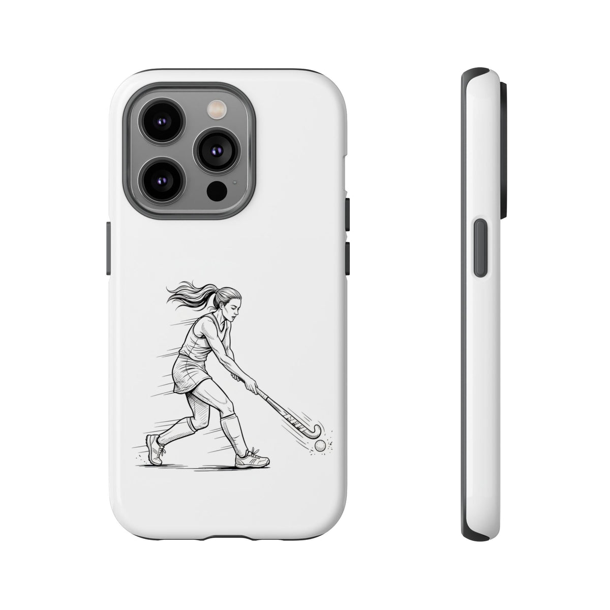 Phone Case, Hockey, Female  Player Minimalist sketch design, Tough Case