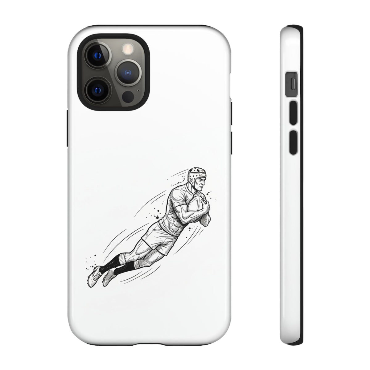 Phone Case, Rugby Try Swan Dive Minimalist Sketch design, Tough Case