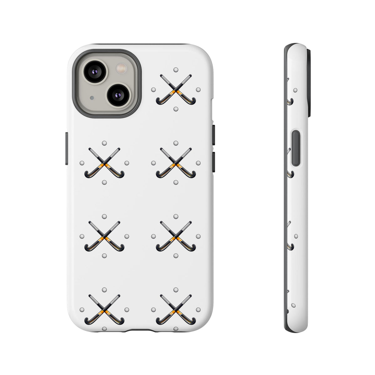 Phone Case, Hockey Repeated Crossed Sticks & Balls Pattern, Tough Case