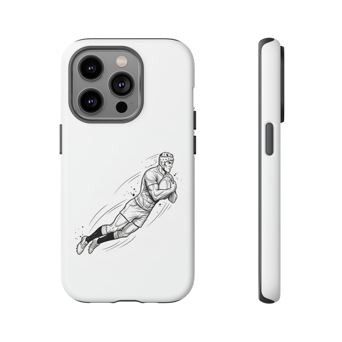 Phone Case, Rugby Try Swan Dive Minimalist Sketch design, Tough Case