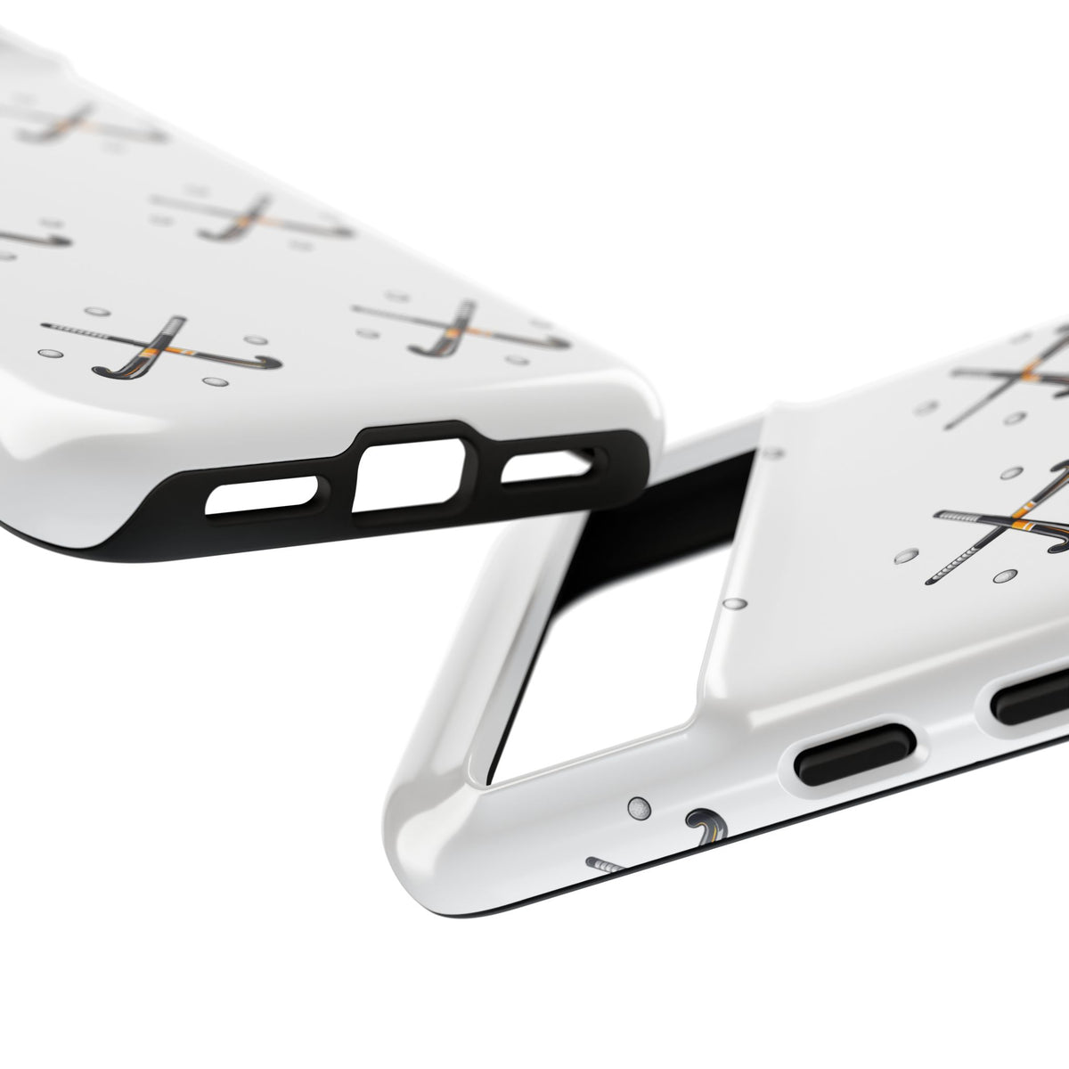 Phone Case, Hockey Repeated Crossed Sticks & Balls Pattern, Tough Case