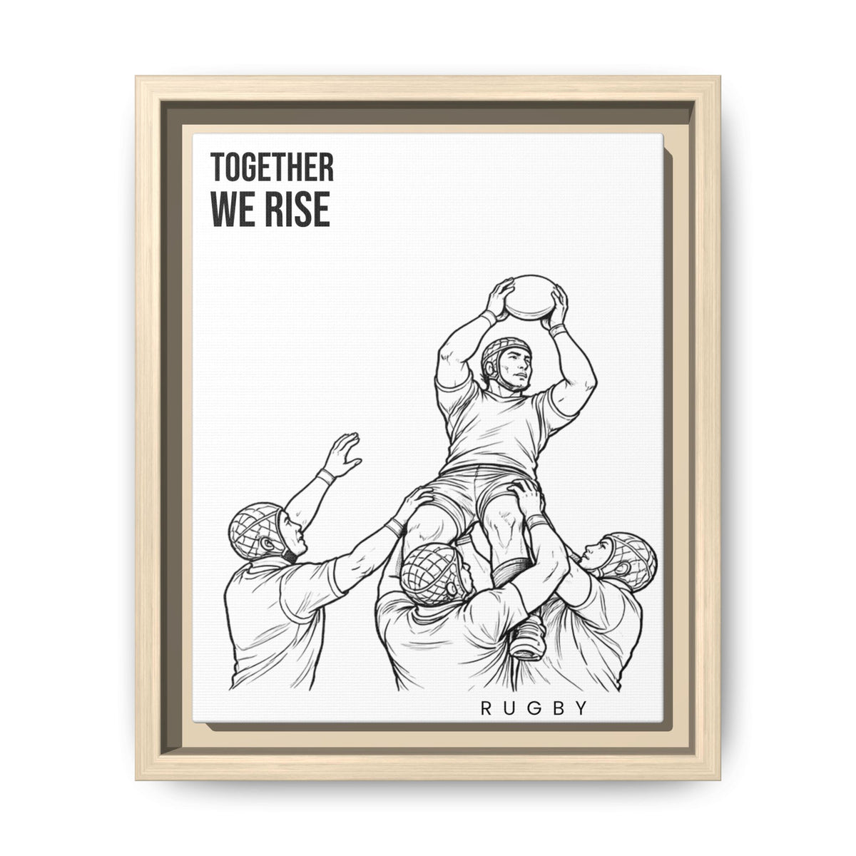 Print, Rugby Line-Out Together We Rise , Matte Canvas Print Framed Art