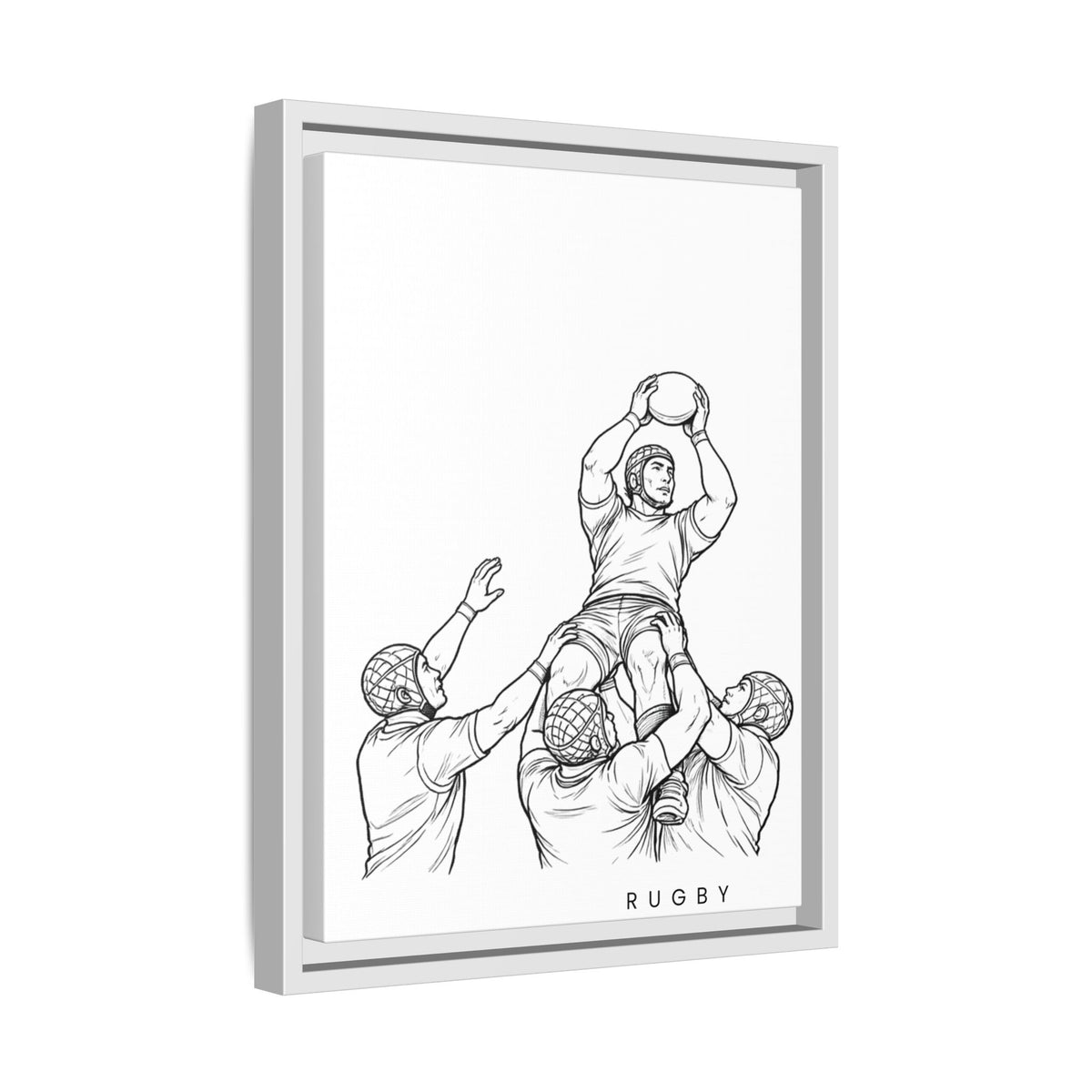 Print, Rugby Line-Out, Matte Canvas Print Framed Art