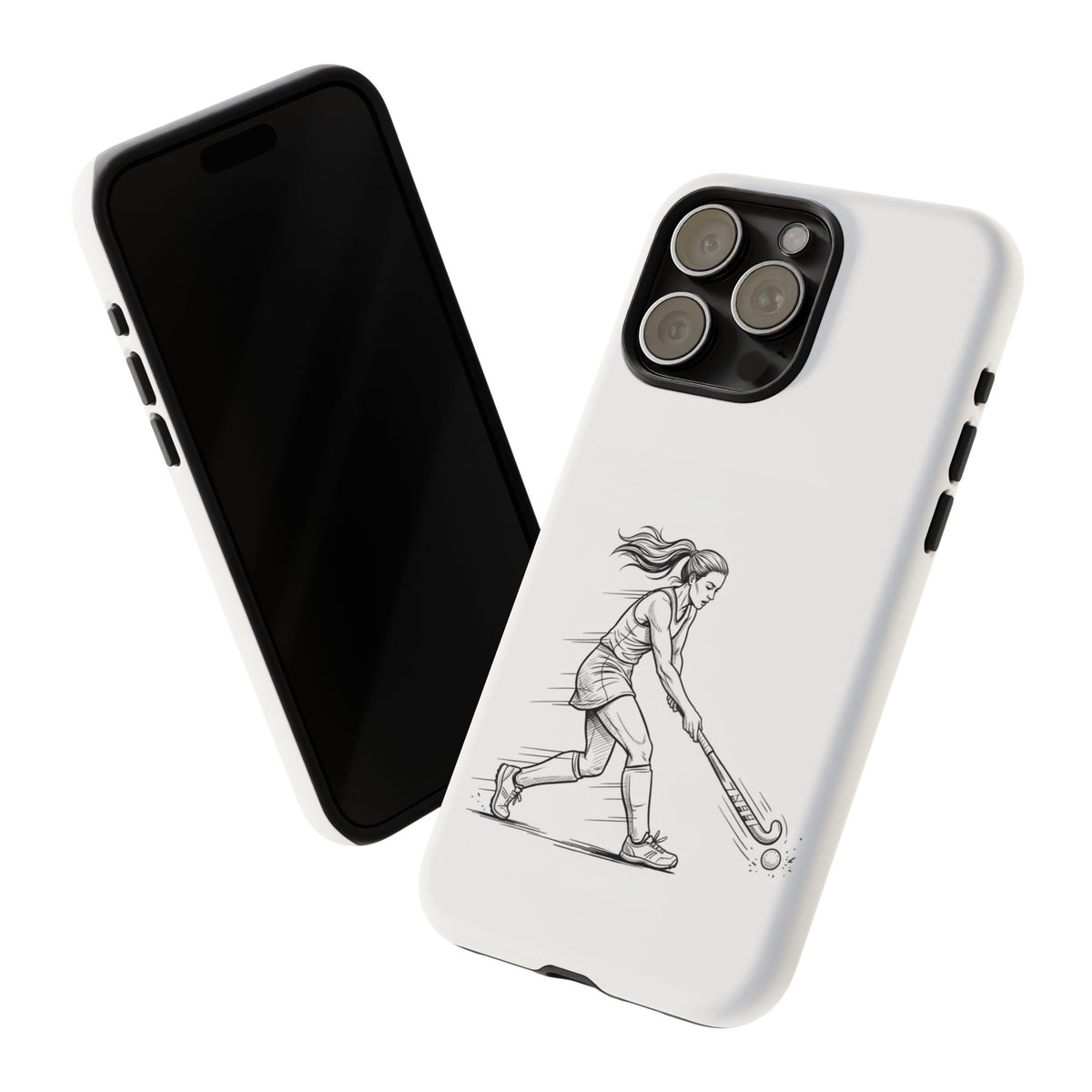 Phone Case, Hockey, Female  Player Minimalist sketch design, Tough Case