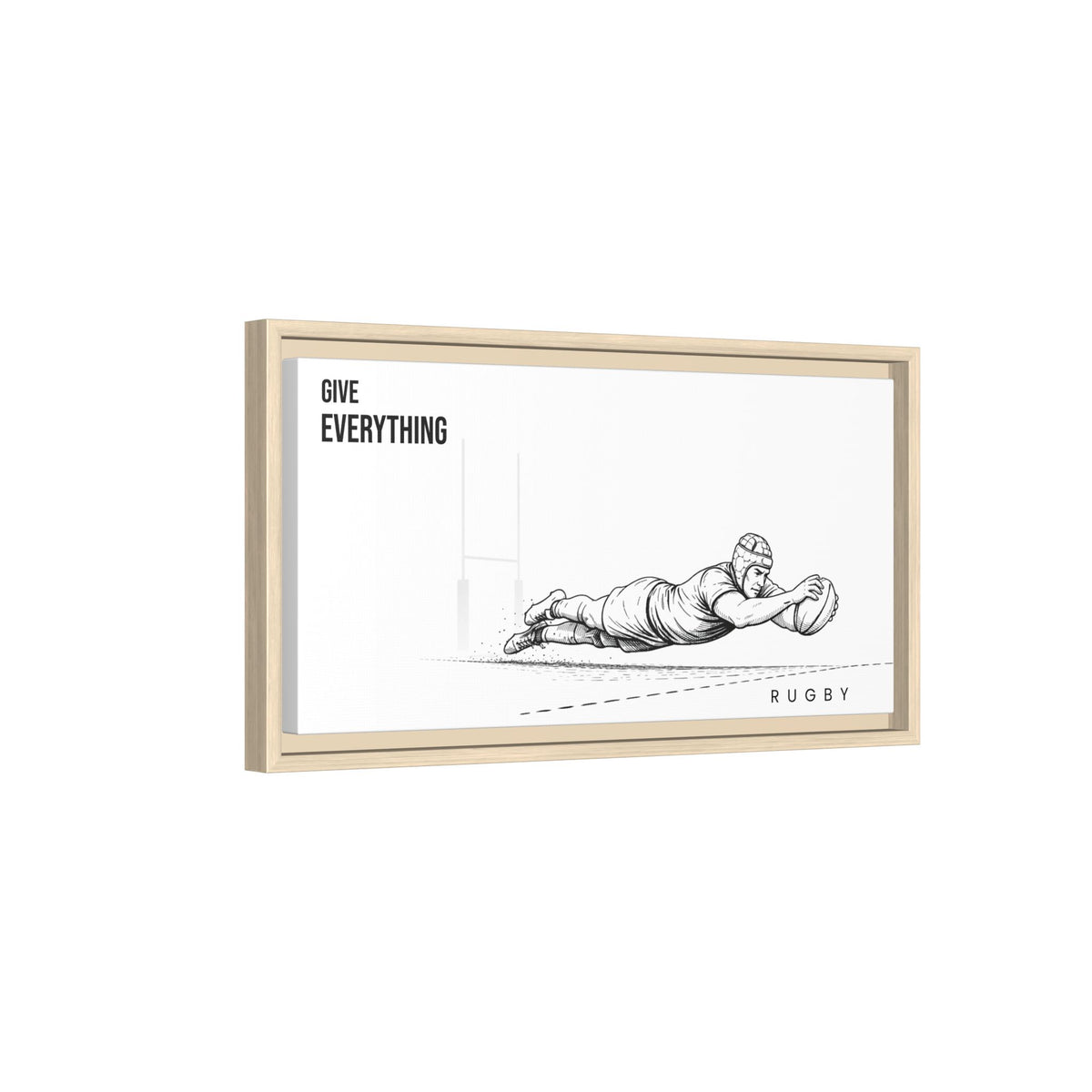 Print, Rugby Try, "Give Everything"  Matte Canvas Framed Wall Art
