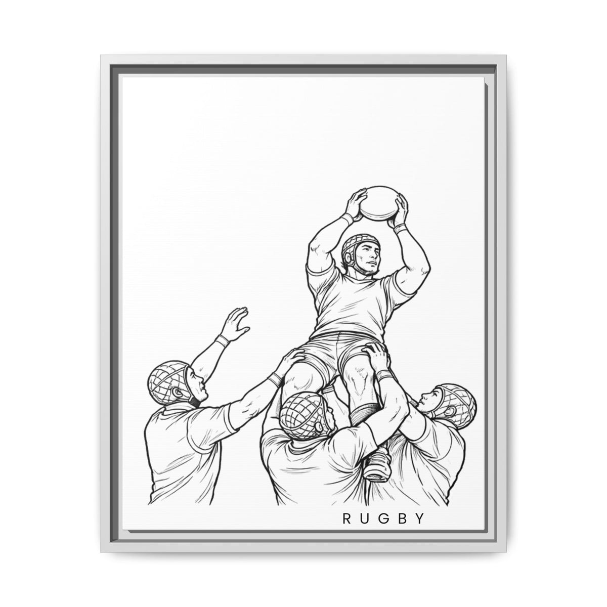 Print, Rugby Line-Out, Matte Canvas Print Framed Art