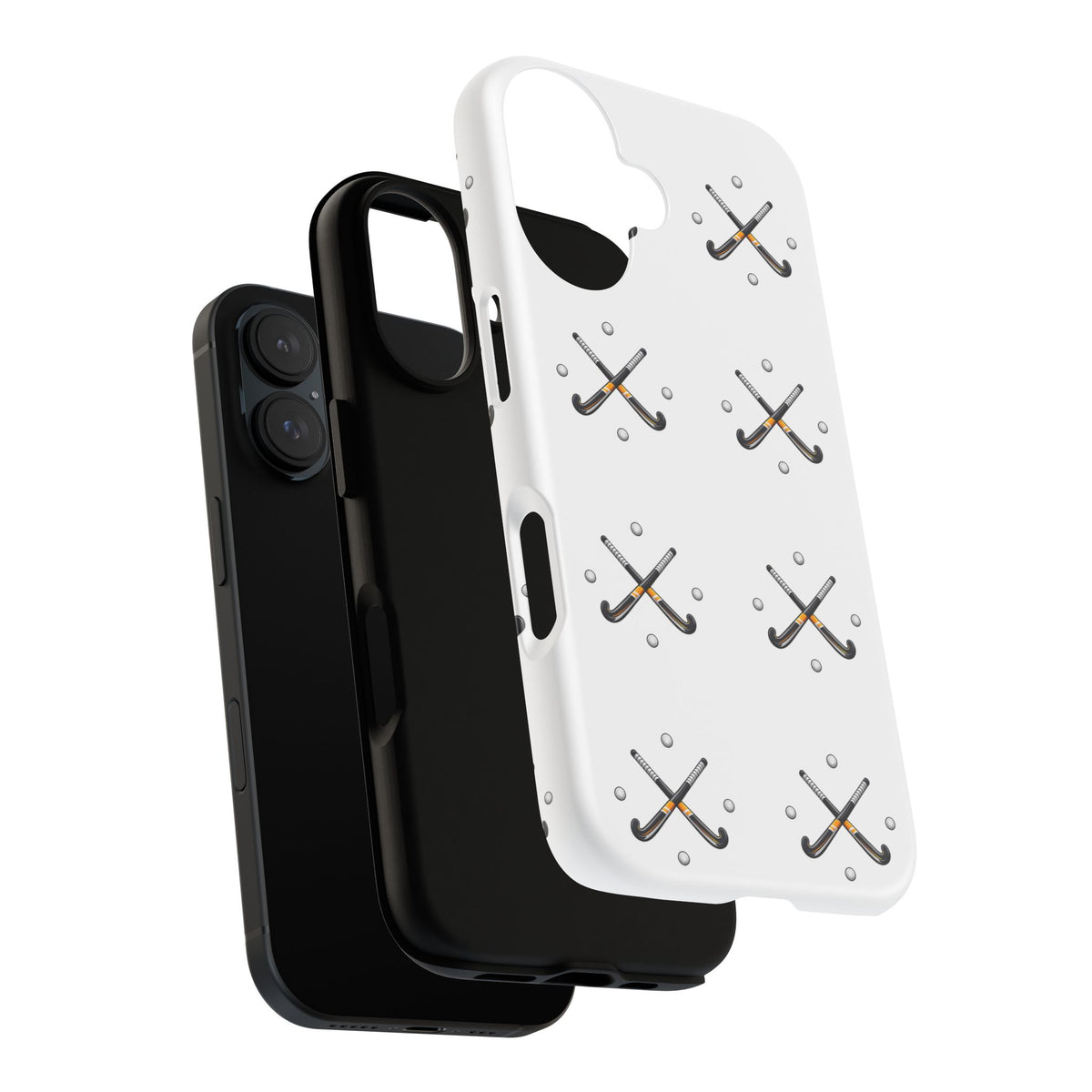 Phone Case, Hockey Repeated Crossed Sticks & Balls Pattern, Tough Case