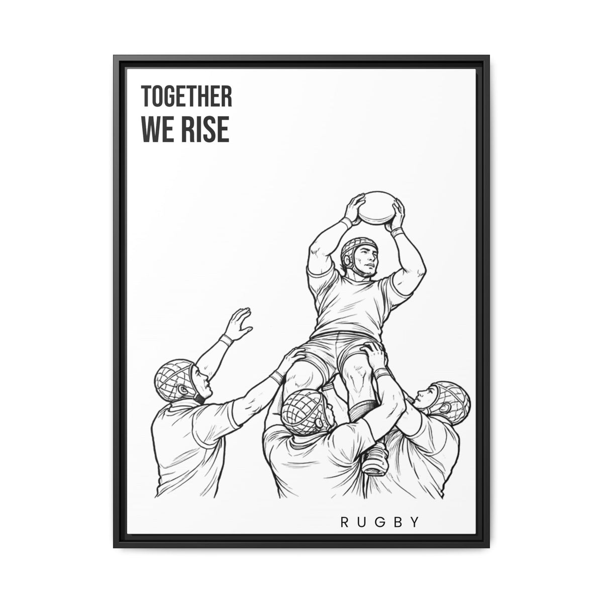 Print, Rugby Line-Out Together We Rise , Matte Canvas Print Framed Art