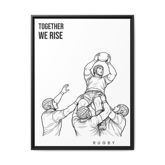 Print, Rugby Line-Out Together We Rise , Matte Canvas Print Framed Art