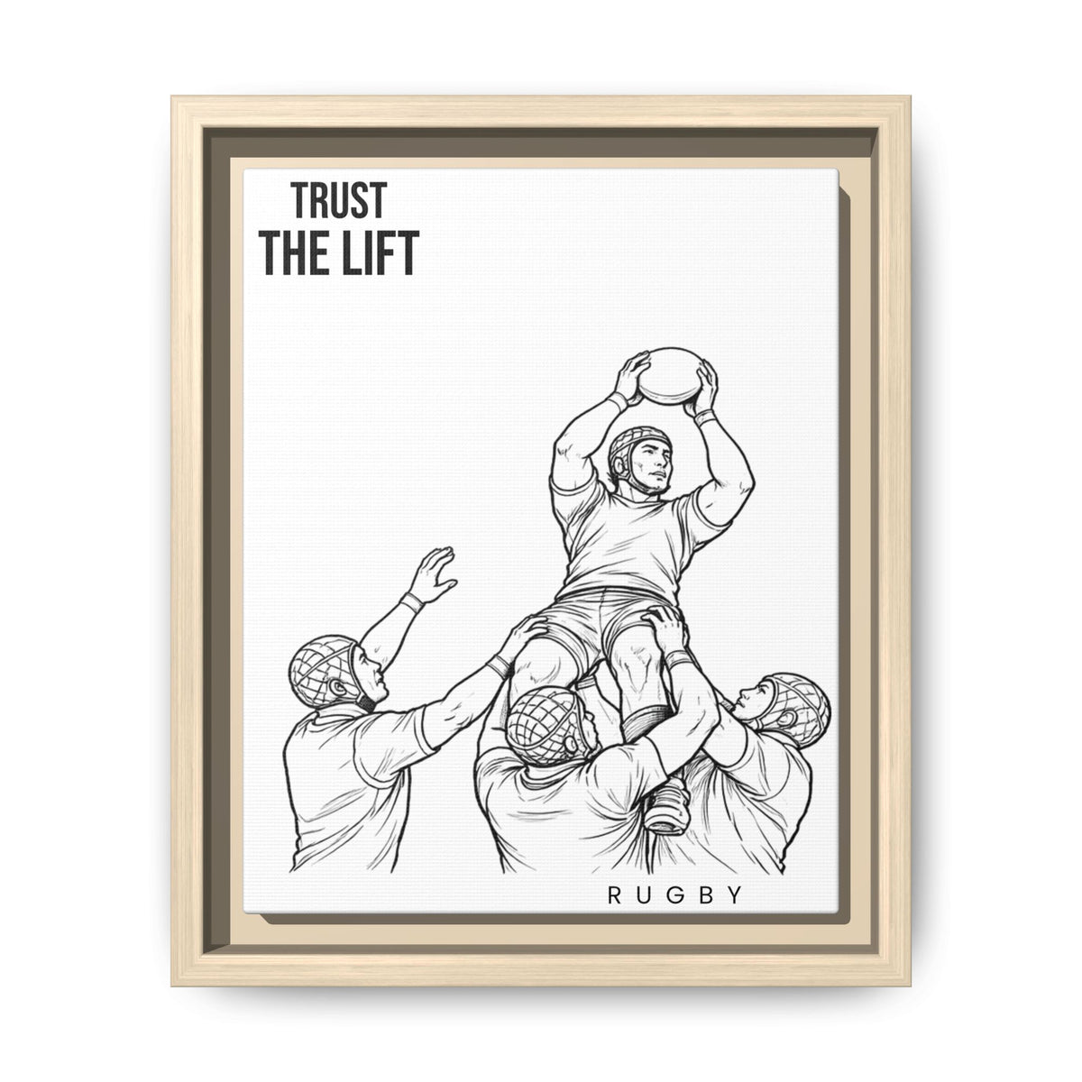 Print, Rugby Line-Out Trust The Lift , Matte Canvas Print Framed Art