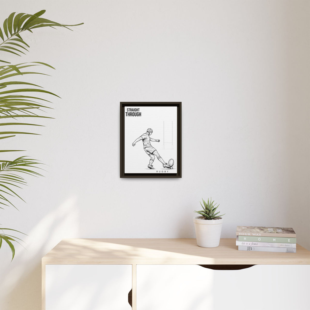 Print, Rugby Conversion Kick - Straight Through, Matte Canvas Print Framed Art