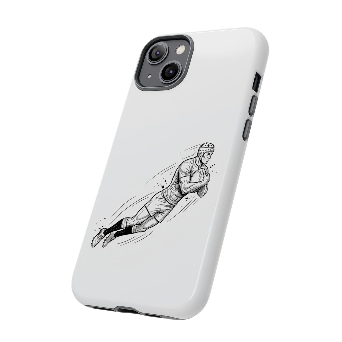 Phone Case, Rugby Try Swan Dive Minimalist Sketch design, Tough Case