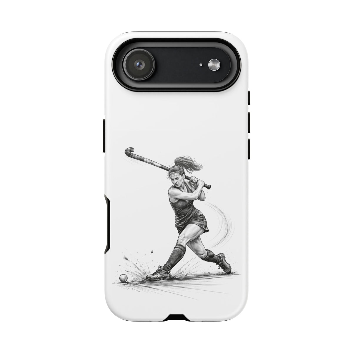 Phone Case, Hockey, Female Player "Tomahawk" shot design, Tough Case