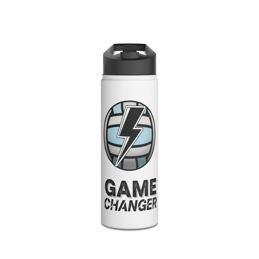 Water Bottle, Netball Graphic "Game Changer" Quote, Stainless Steel