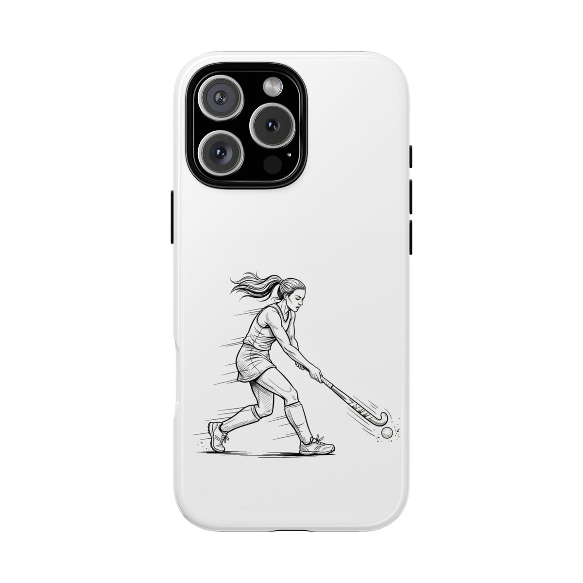 Phone Case, Hockey, Female  Player Minimalist sketch design, Tough Case