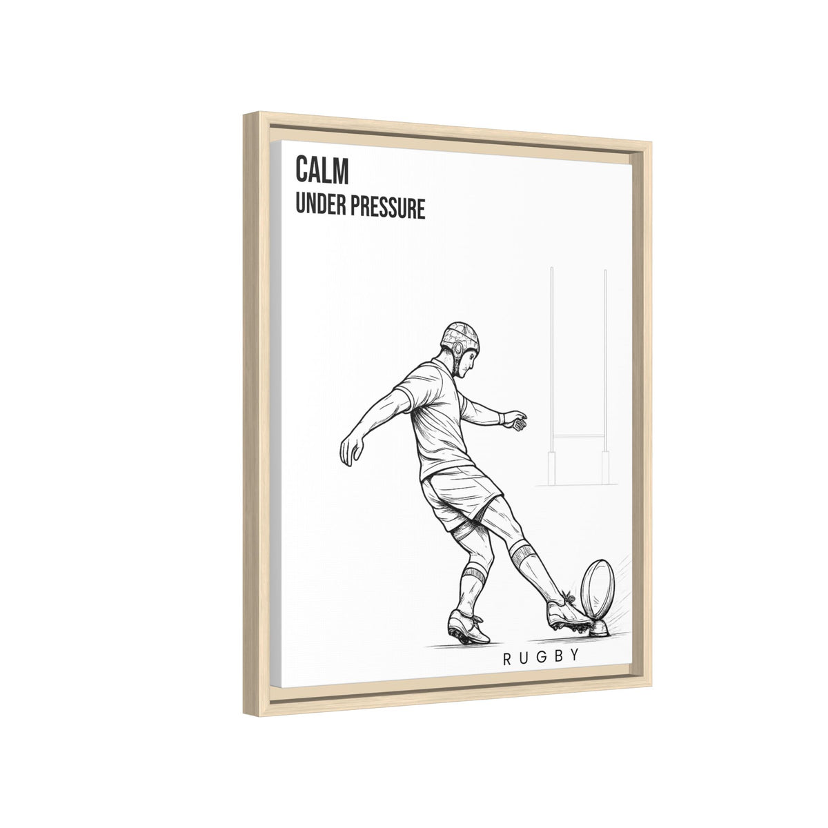 Print, Rugby Conversion Kick - Calm Under Pressure, Matte Canvas Print Framed Art