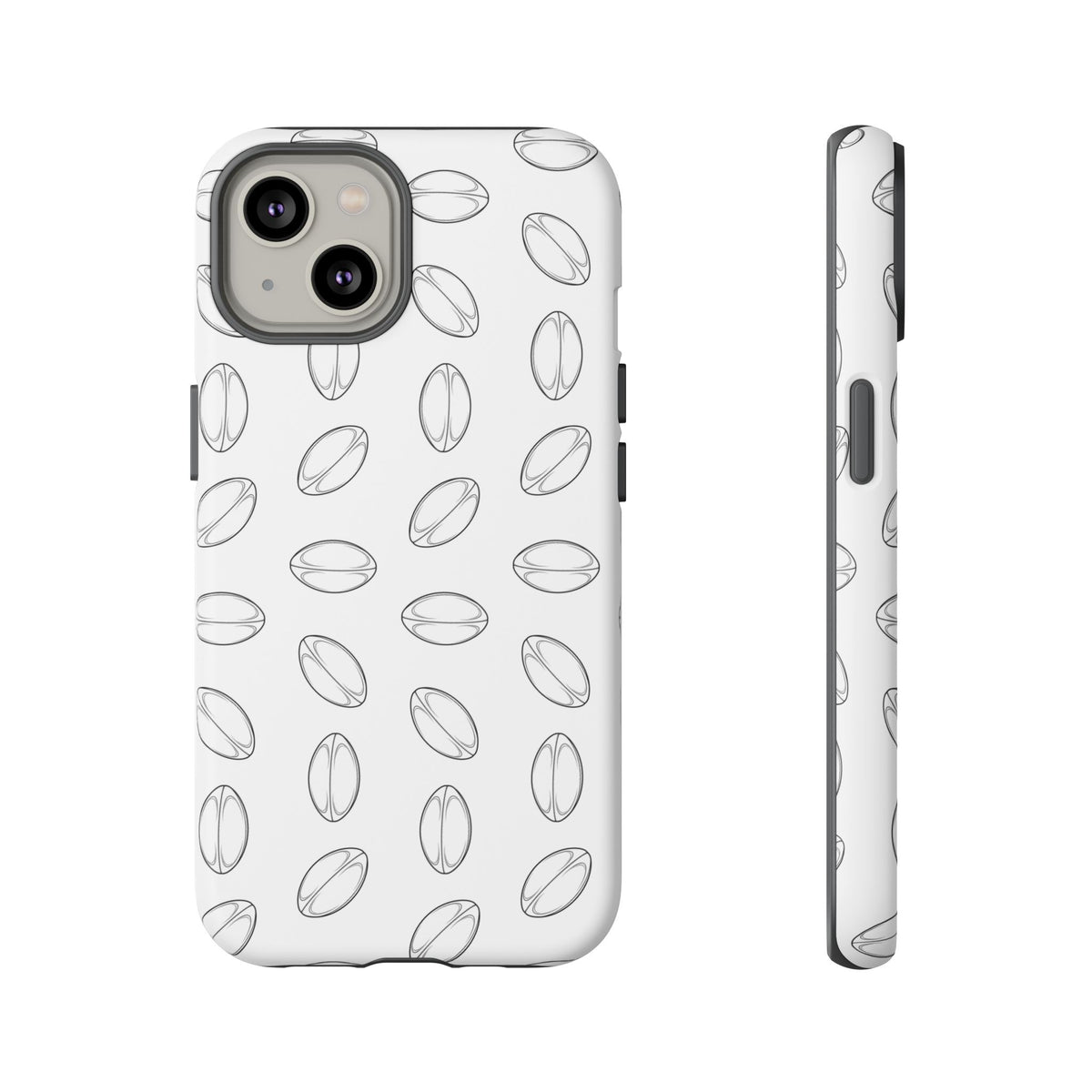 Phone Case, Rugby Ball Minimalist Sketch Pattern, Tough Case