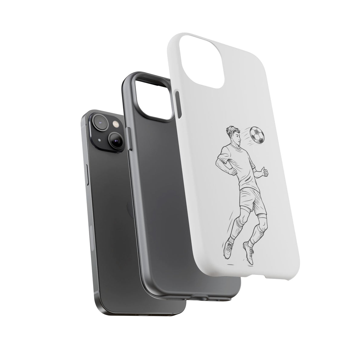 Phone Case, Football Chest-control Minimalist sketch Design, Tough Case