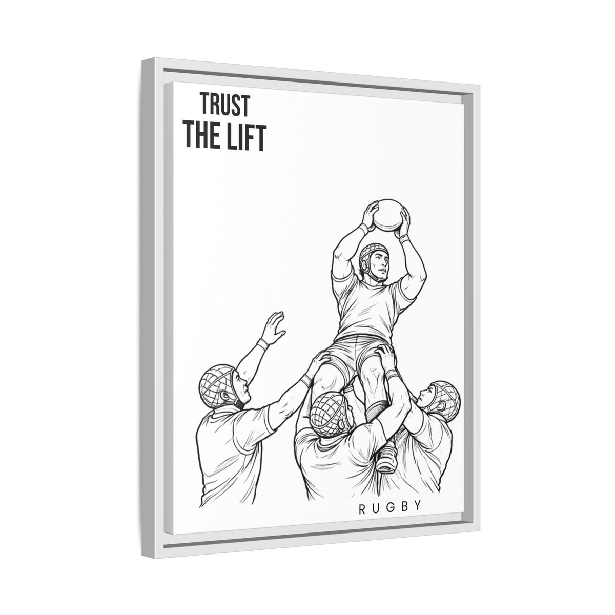Print, Rugby Line-Out Trust The Lift , Matte Canvas Print Framed Art