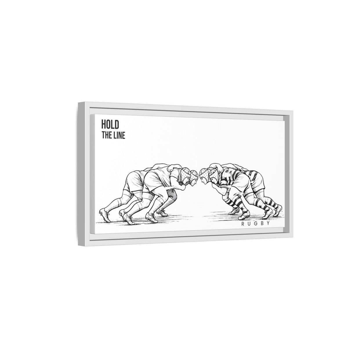 Print, Rugby Scrum, "Hold the Line" , Matte Canvas Print Framed Art