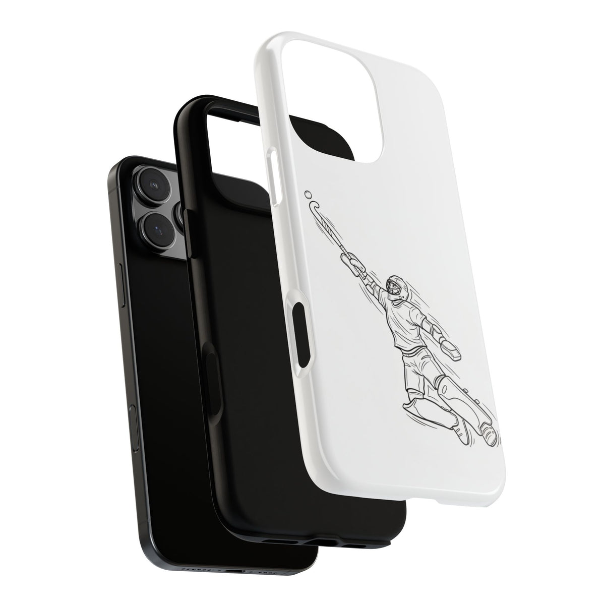 Hockey Goalkeeper Sketch Phone Case — Minimalist Sports Protective Cover
