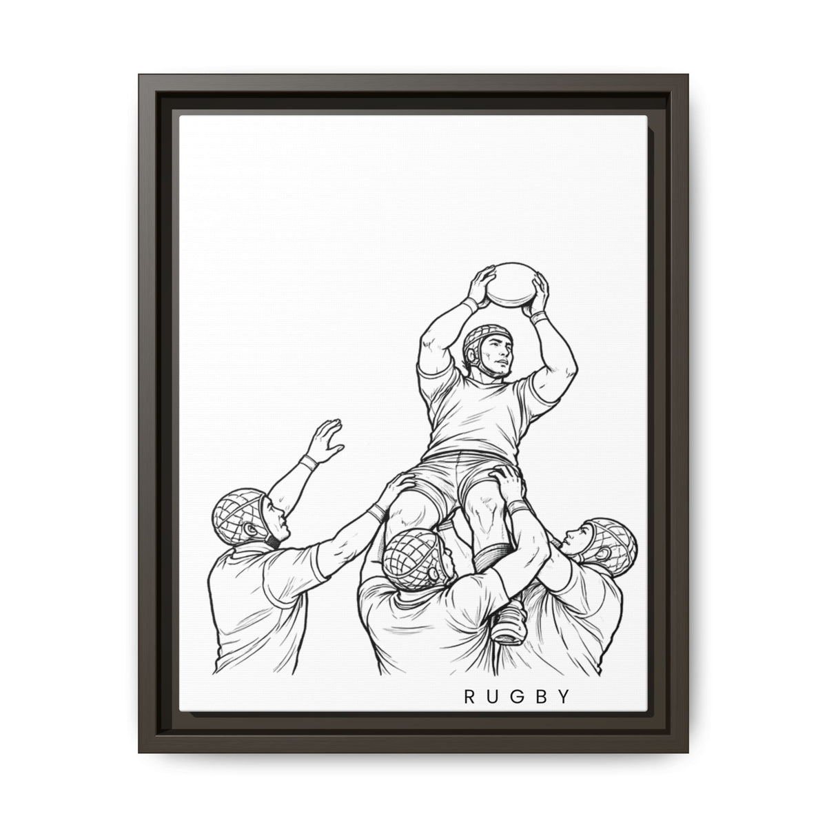 Print, Rugby Line-Out, Matte Canvas Print Framed Art