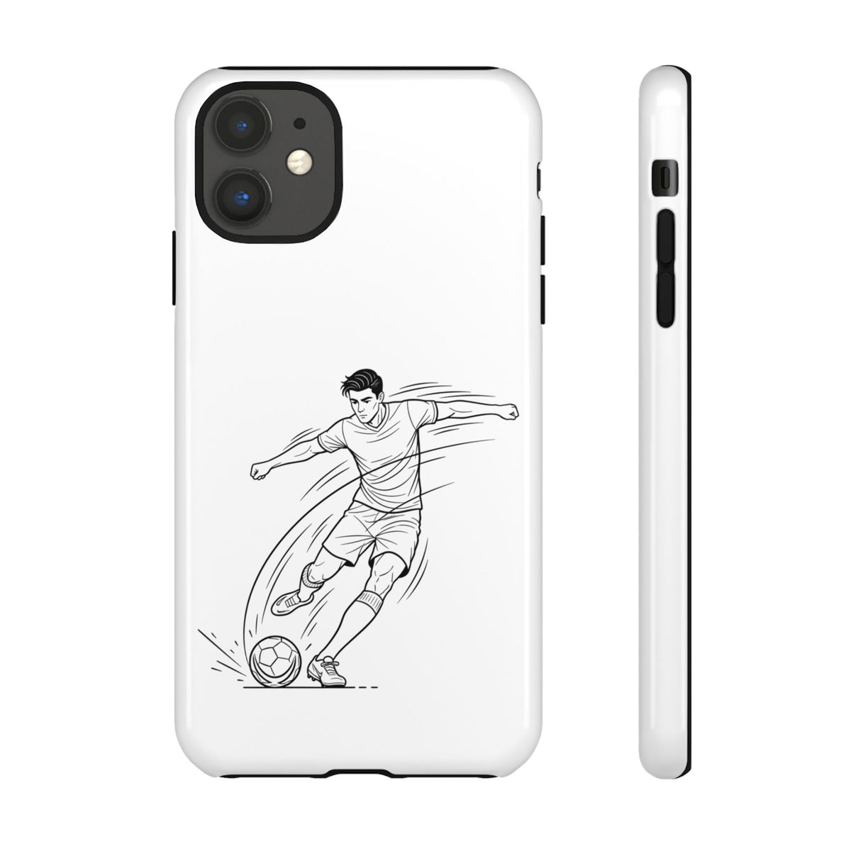 Phone Case, Football Free Kick / Strike Minimalist sketch Design, Tough Case