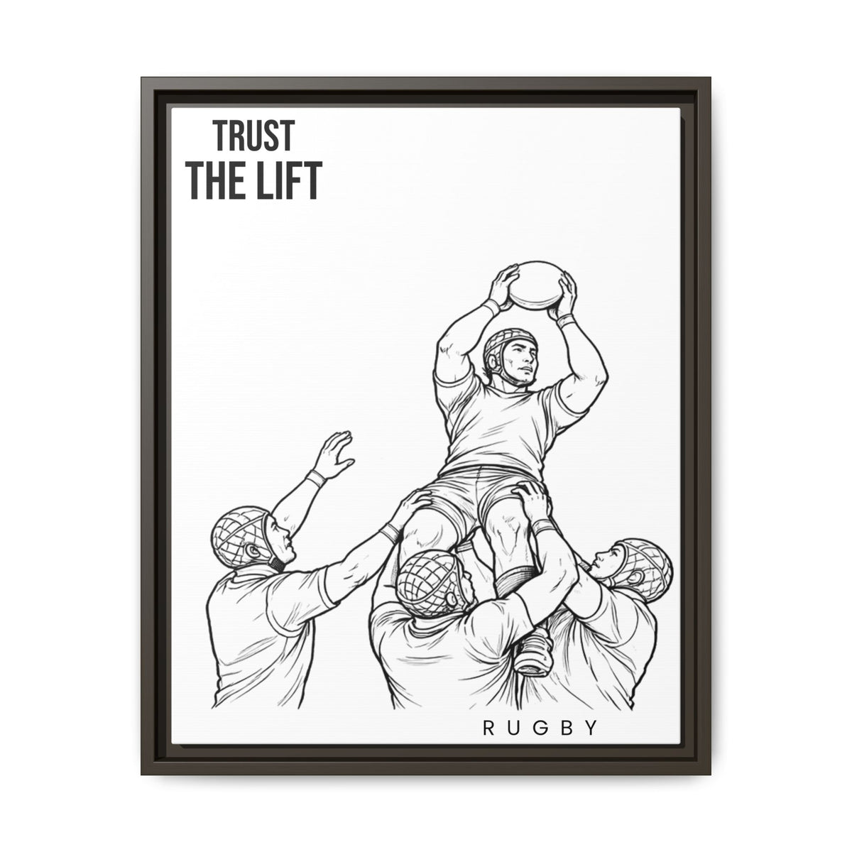 Print, Rugby Line-Out Trust The Lift , Matte Canvas Print Framed Art