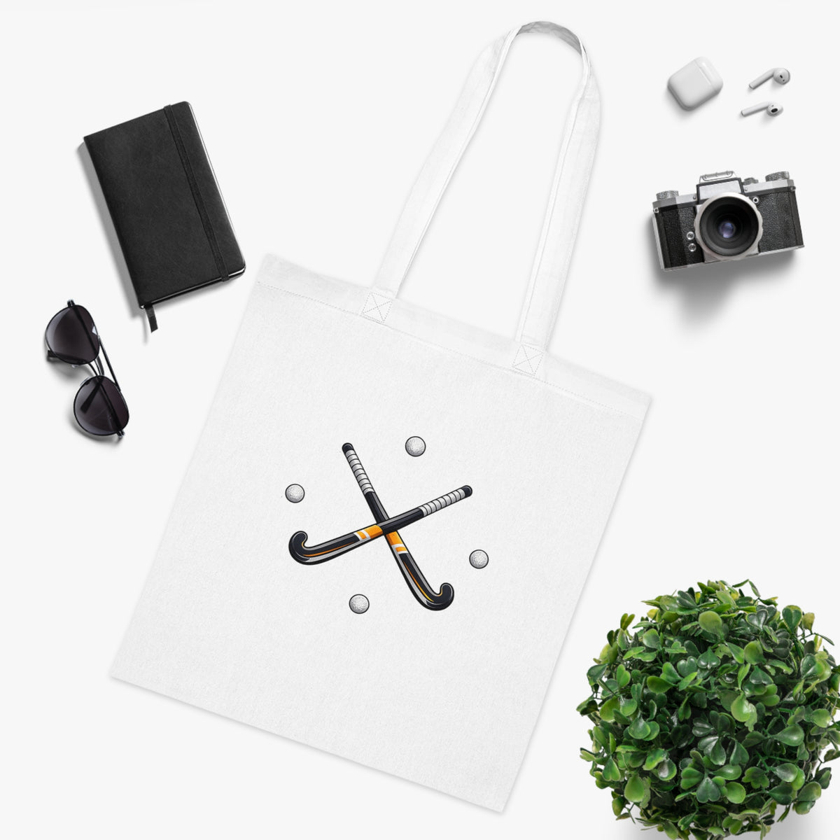 Bag, Field Hockey Crossed Sticks & Balls Sports design, Cotton Tote Bag