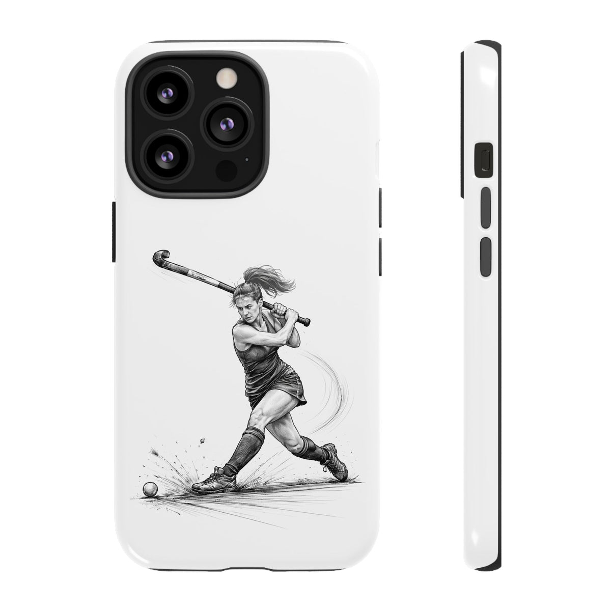 Phone Case, Hockey, Female Player "Tomahawk" shot design, Tough Case