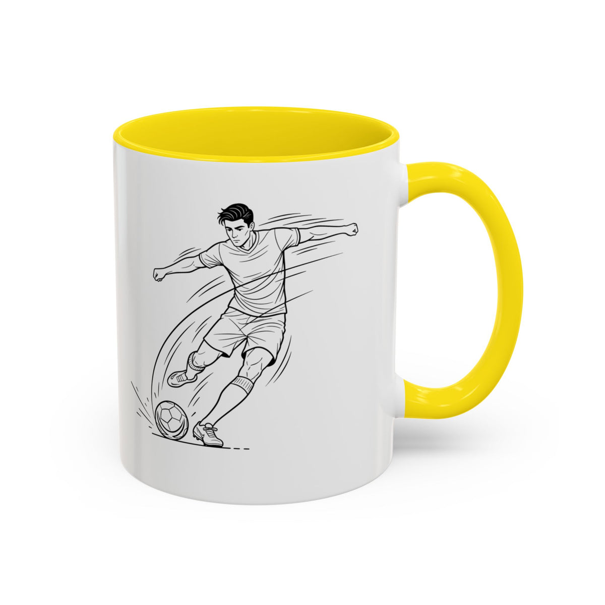 Mug, Football Players, Minimalistic Sketch design, Ceramic 325ml / 11oz, CHOICE of coloured inner