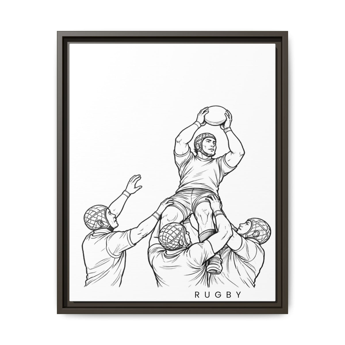 Print, Rugby Line-Out, Matte Canvas Print Framed Art