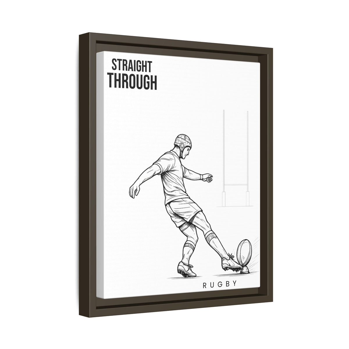 Print, Rugby Conversion Kick - Straight Through, Matte Canvas Print Framed Art