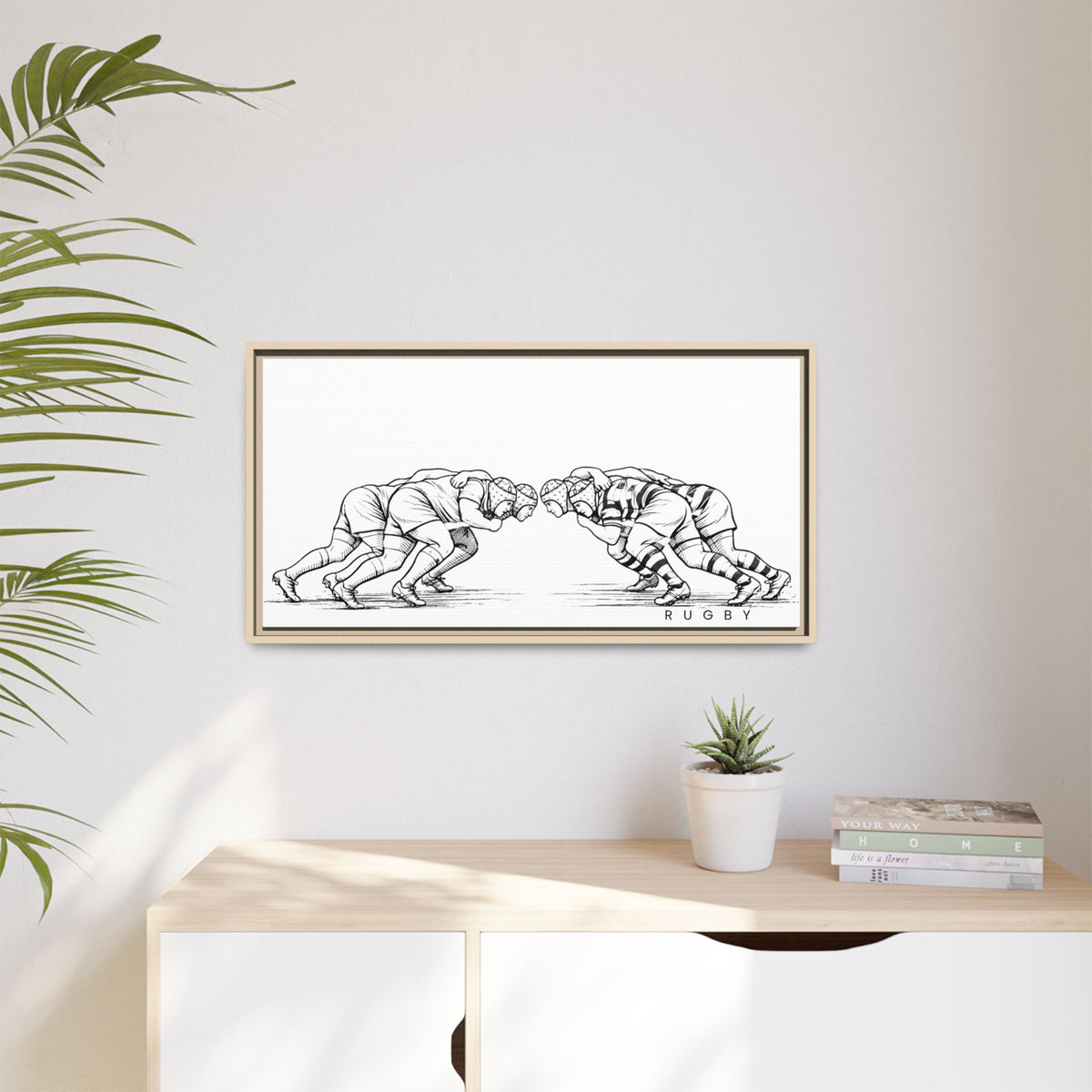 Print, Rugby Scrum,  Matte Canvas Print Framed Art