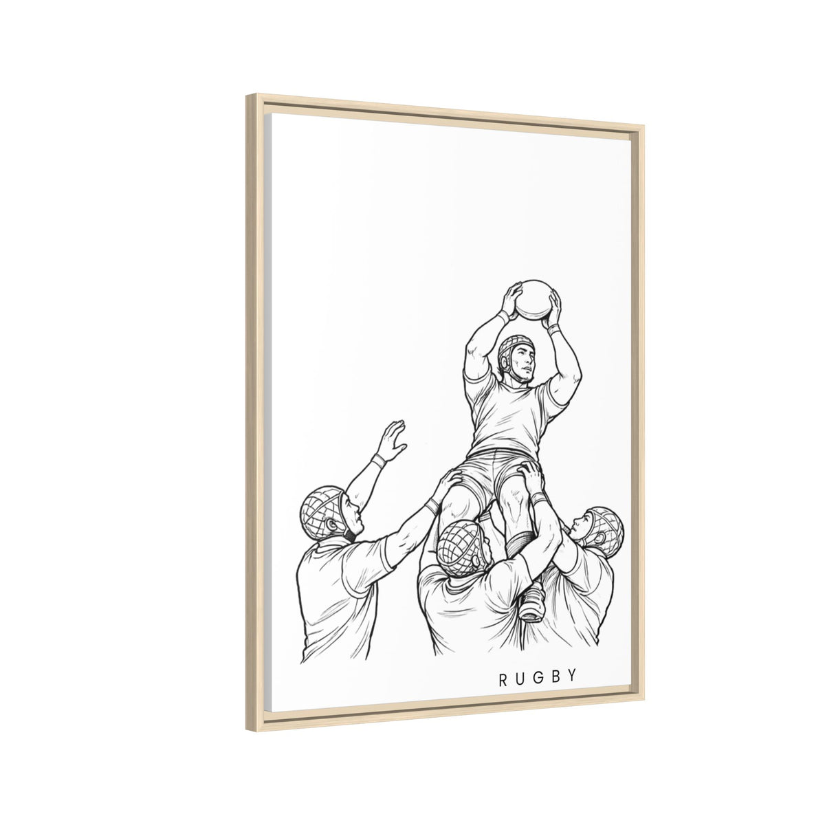 Print, Rugby Line-Out, Matte Canvas Print Framed Art