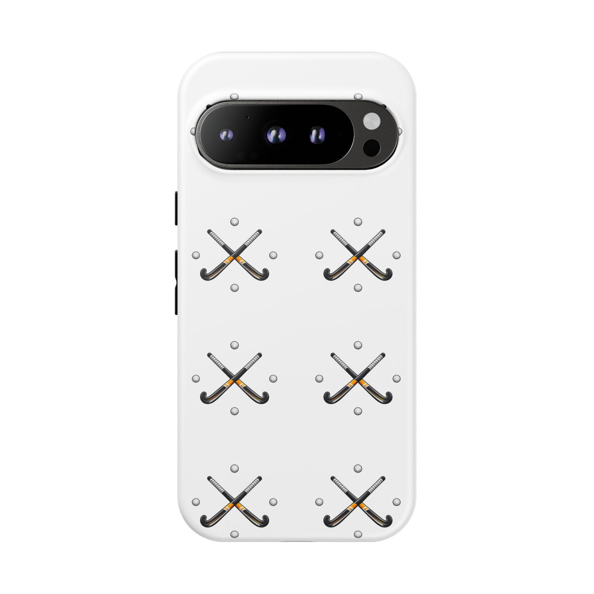 Phone Case, Hockey Repeated Crossed Sticks & Balls Pattern, Tough Case