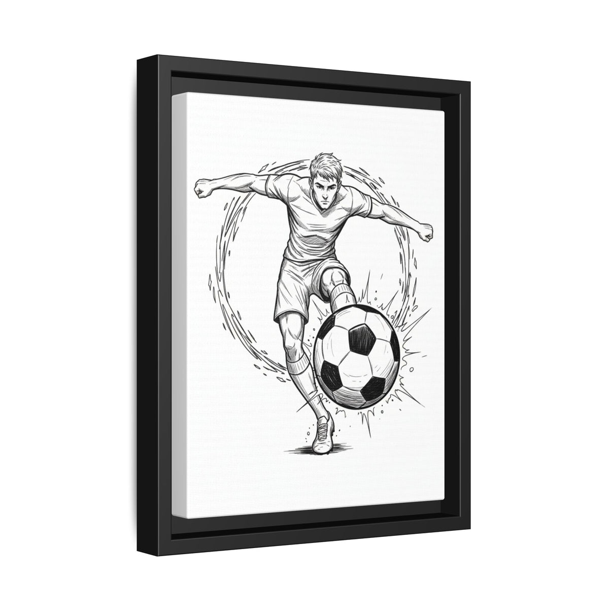 Print, Football Striker, Matte Canvas Framed Wall Art