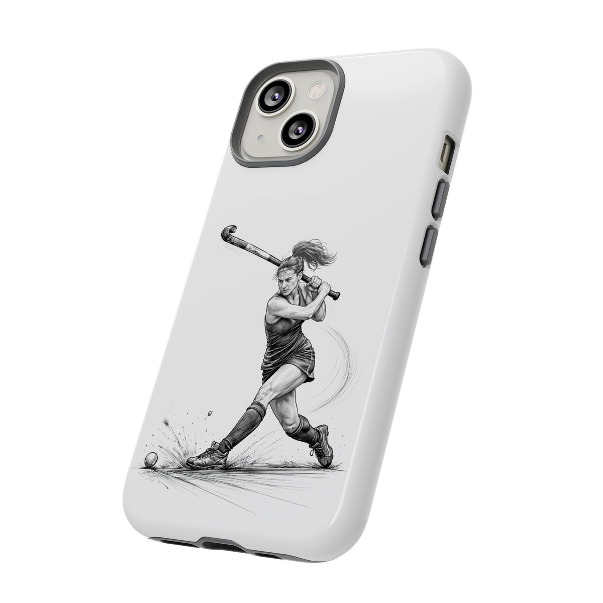Phone Case, Hockey, Female Player "Tomahawk" shot design, Tough Case