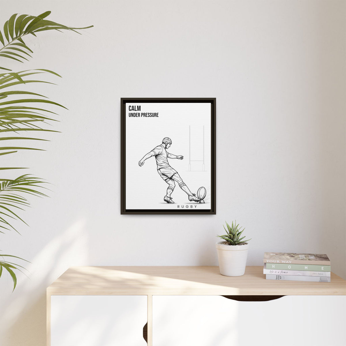 Print, Rugby Conversion Kick - Calm Under Pressure, Matte Canvas Print Framed Art
