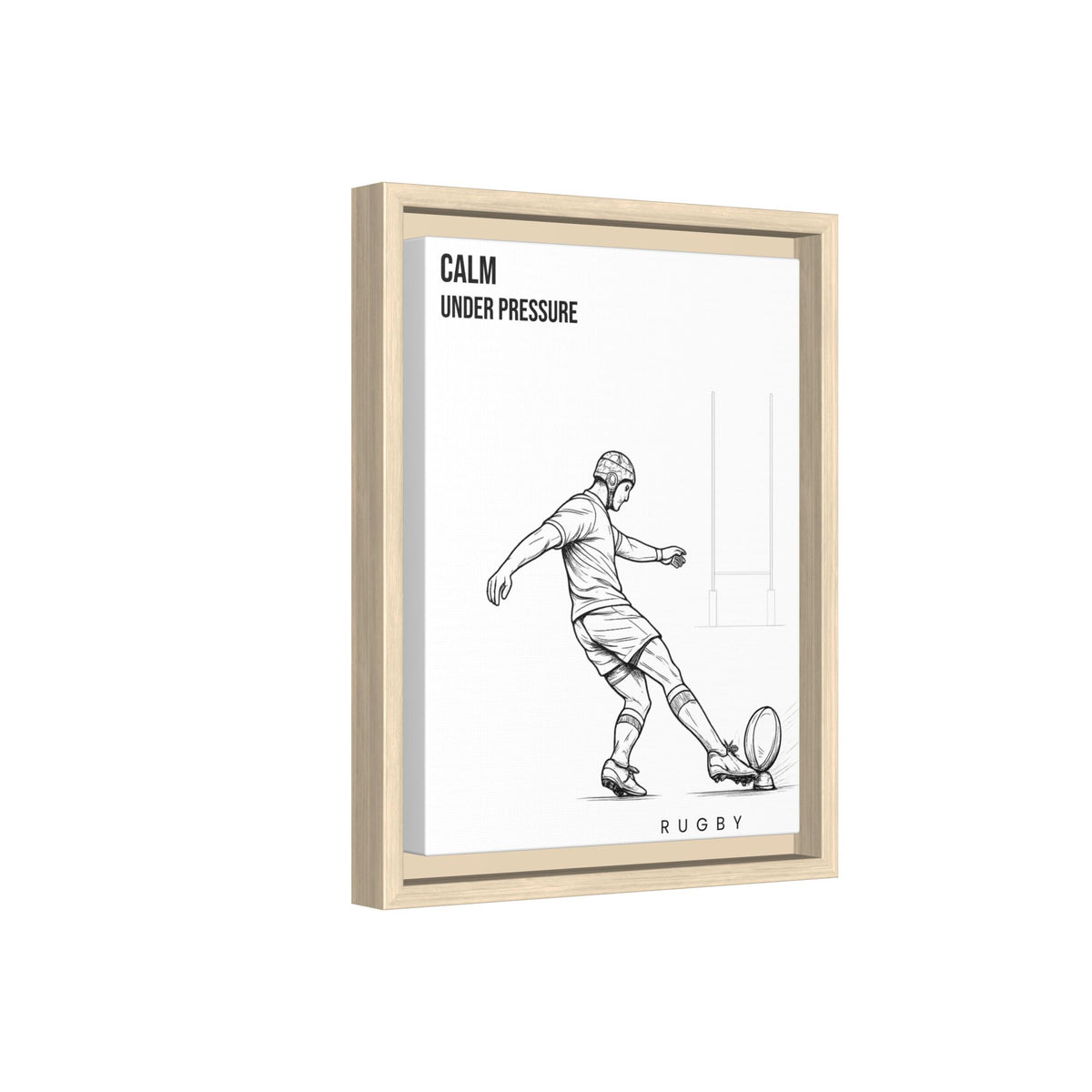 Print, Rugby Conversion Kick - Calm Under Pressure, Matte Canvas Print Framed Art
