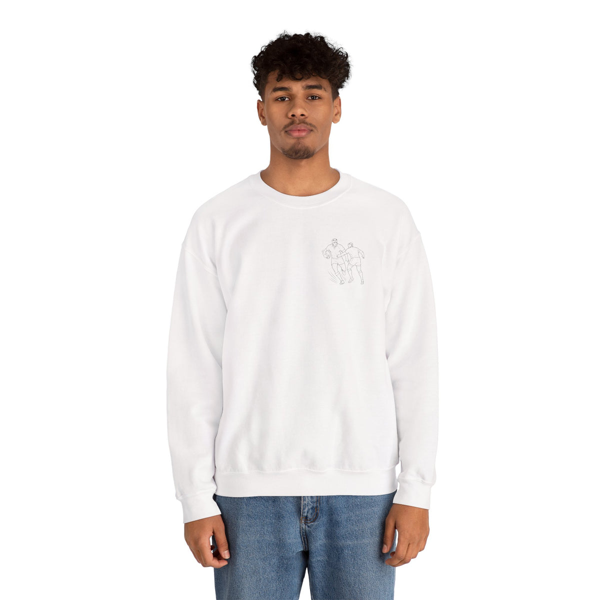 Sweatshirt, Unisex Crewneck, Rugby Minimalist Line Art Design, Cotton, Various Colours