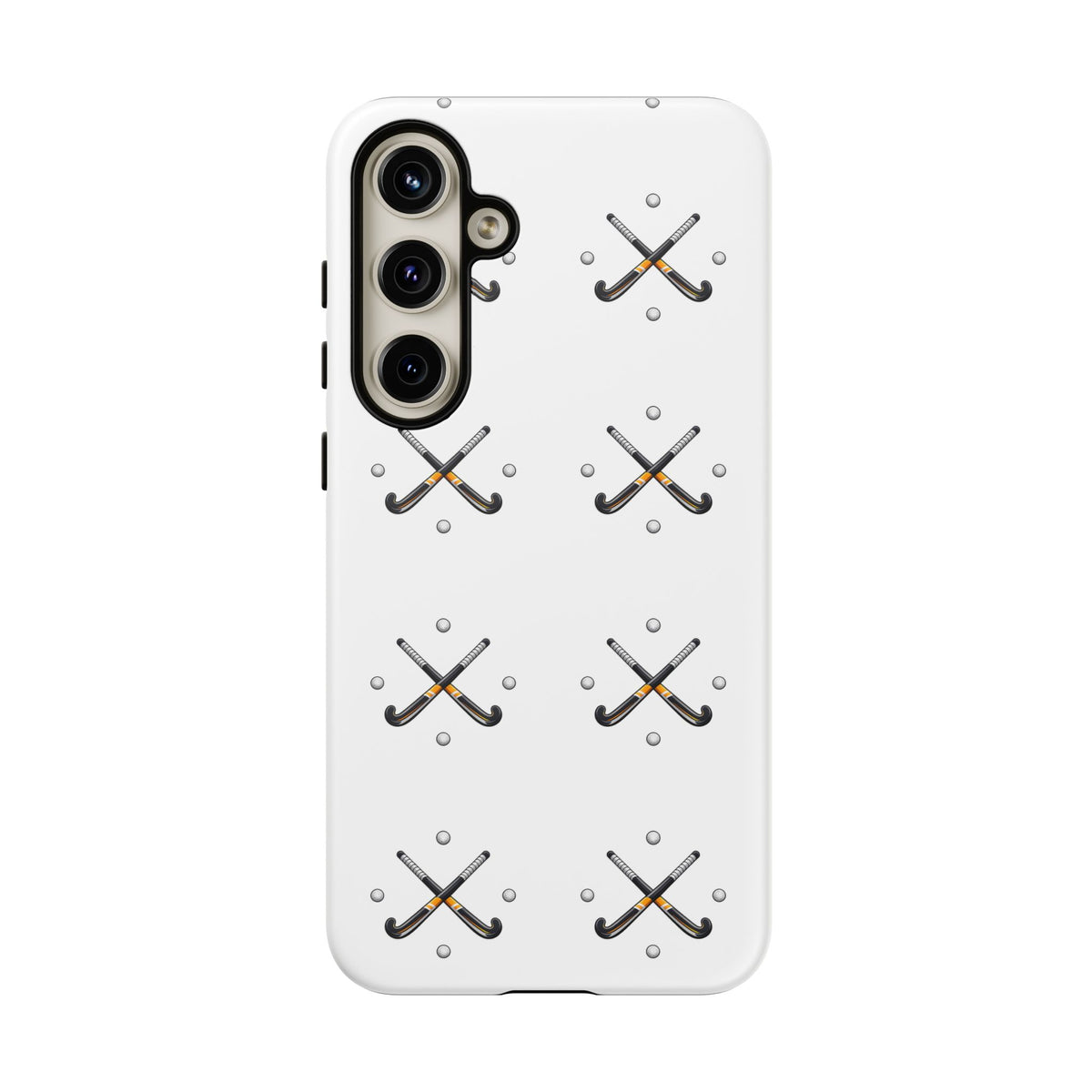 Phone Case, Hockey Repeated Crossed Sticks & Balls Pattern, Tough Case