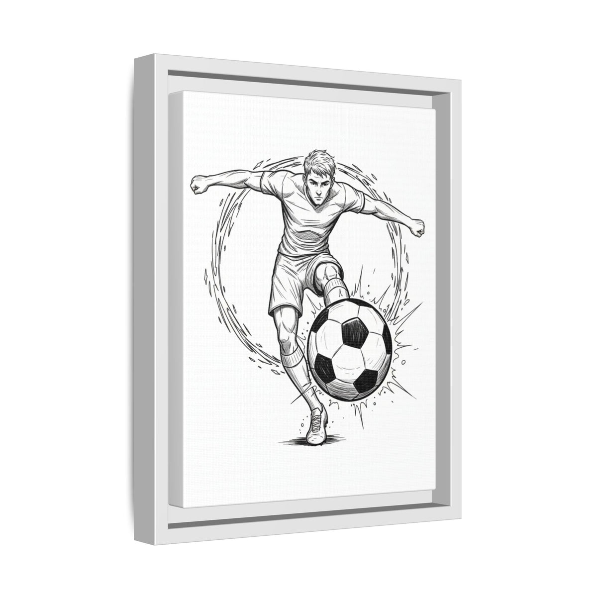 Print, Football Striker, Matte Canvas Framed Wall Art