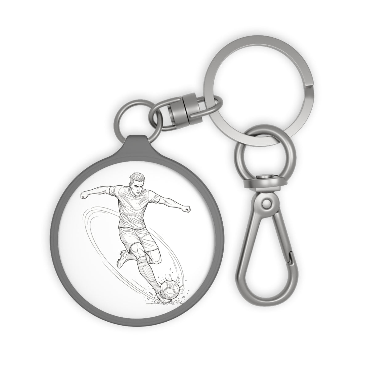 Keyring Bag Tag, Football Shot minimalist sketch design