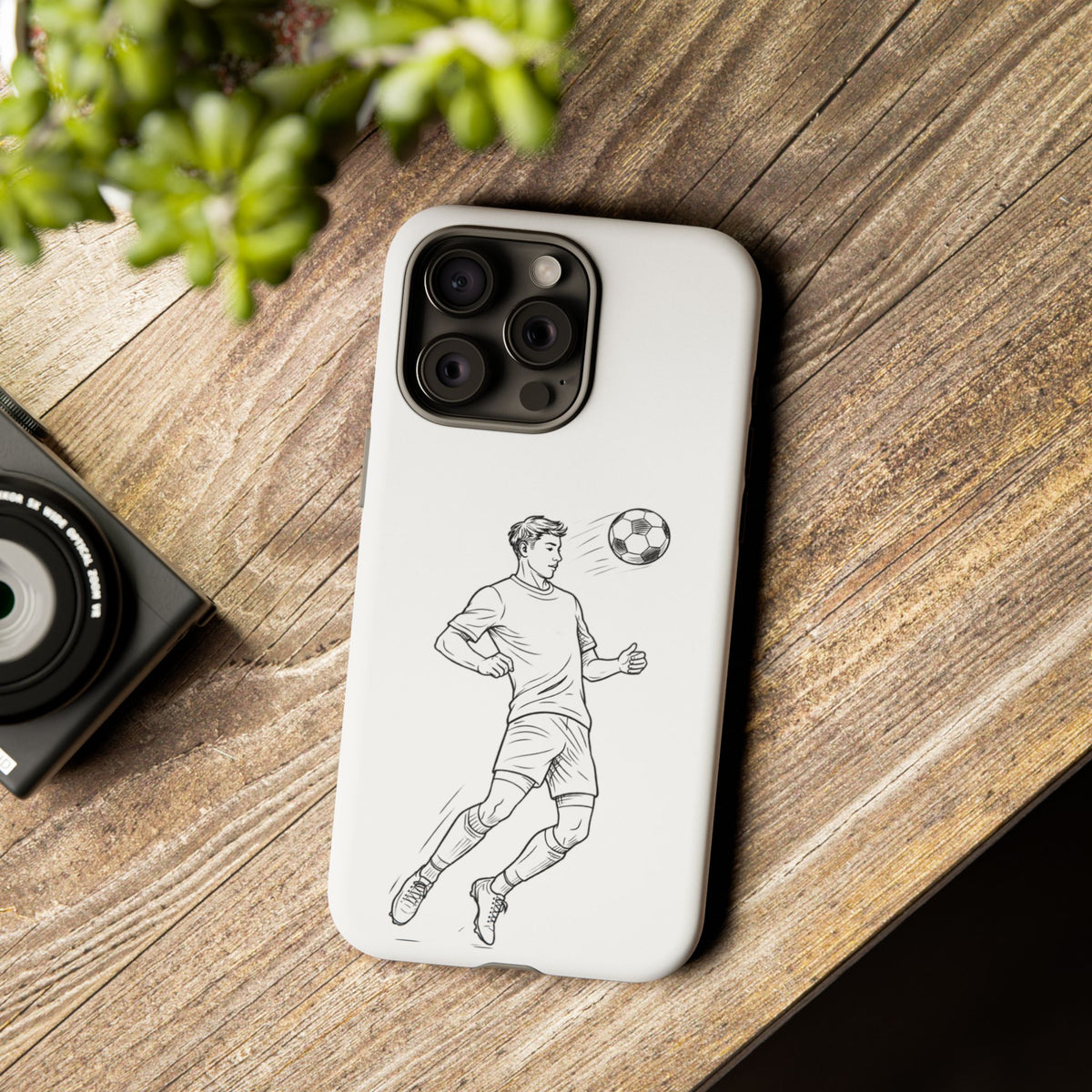 Phone Case, Football Chest-control Minimalist sketch Design, Tough Case
