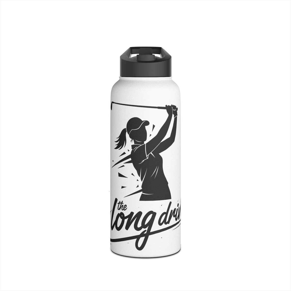 Water Bottle, Golf, Long Drive Female Golfer image, Stainless Steel