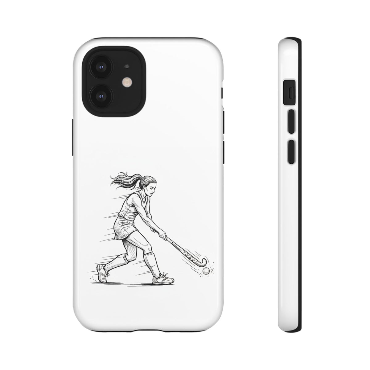 Phone Case, Hockey, Female  Player Minimalist sketch design, Tough Case