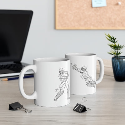 Mug, Cricket Batsman & Wicket Keeper, Ceramic, 325ml / 11oz or 440ml / 15oz